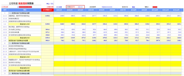 预算现金流量表